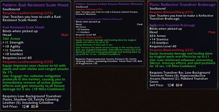 Some of the new gear players can expect to craft wit the next phase of professions